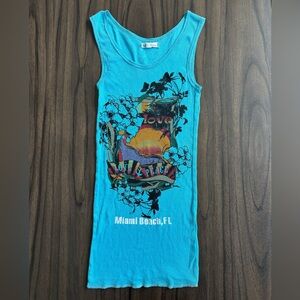 Lagaci Sport “Miami Beach, FL” blue ribbed tank top (size M)